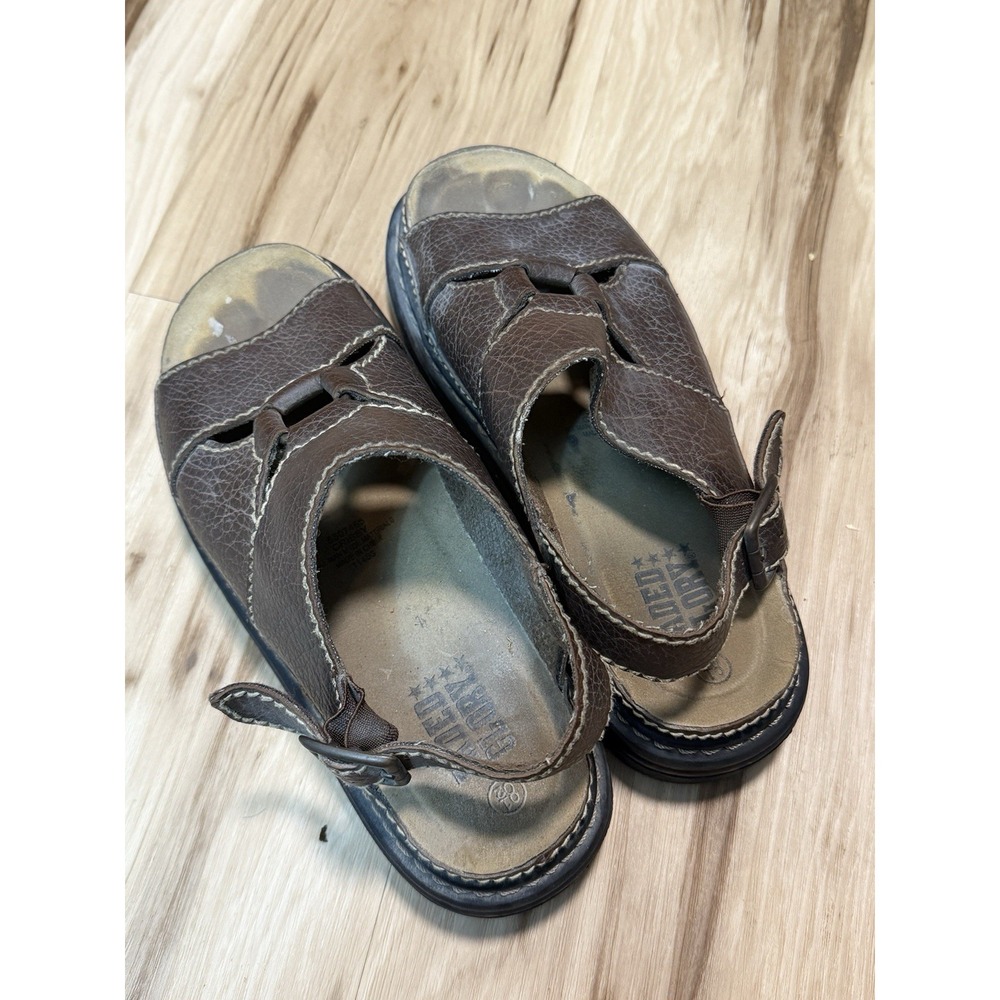 Faded Glory Brown Faux Leather Fisherman Sandals Chunky Y2K 90s Grunge Size 8.5 - Picture 3 of 5